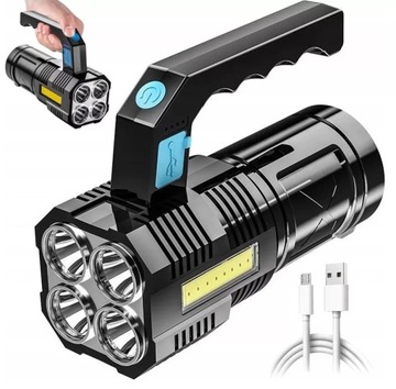 LATARKA SZPERACZ AKUMULATOROWA USB 4x CREE T6 + COB TAKTYCZNA BIWAKOWA IPX4