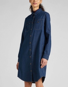 LEE SHIRT DRESS DAMSKA SUKIENKA JEANSOWA LOGO S