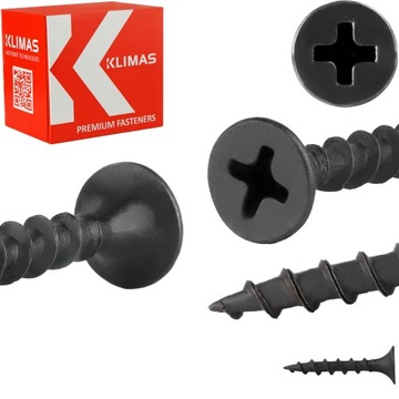 Wkręty do plyt gipsowych GK do drewna 4,2x70 mm 250 szt. Czarne Klimas KSGD