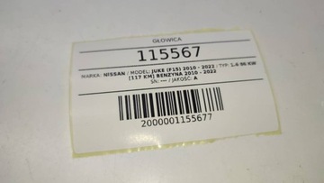 HLAVA 1.6 16V HŘÍDELE HR16 HR16DE NISSAN JUKE I F15 117 QASHQAI J10