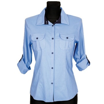 ЖЕНСКАЯ СИНЯЯ РУБАШКА В РЕБРУСКУ, 40 Л