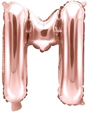 Balon Foliowy Różowe Złoto Metal Litera M 35 cm