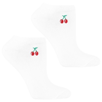 3x Ponožky Dámske Biele Členkové Ponožky S Ovocnou výšivkou Komfort MORAJ 38-41