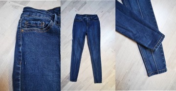 Mega Paka spodnie skinny proste M 7 par czarne jeansowe Denim Co