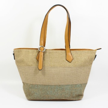 Duża torba shopper z tkaniny lnianej brązowa Turbo Bags BLY-022