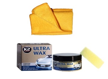 K2 ULTRA WAX 250G WOSK DO LAKIERU CARNAUBA + ŚCIERECZKA Z MIKROFIBRY