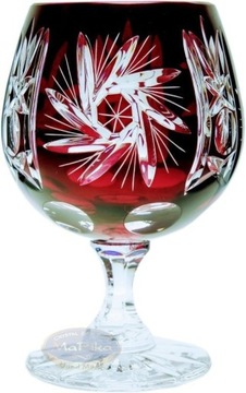 Rubinowe kryształowe kieliszki do koniaku 250 ml