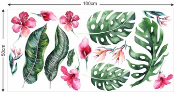 Наклейки на стену MONSTERA листья 50X100см MR