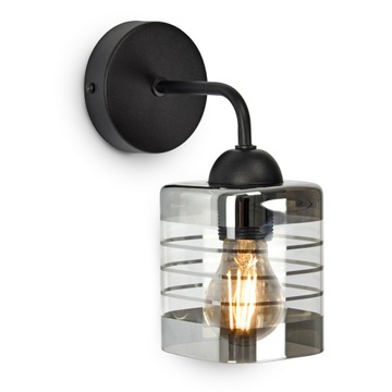 Lampa Ścienna Kinkiet Czarny Mat Szklany Klosz