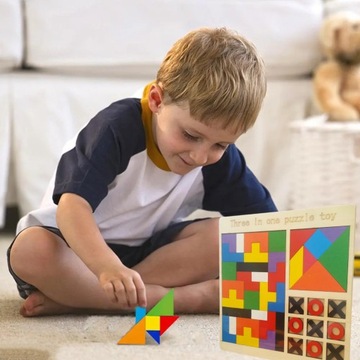 НАБОР ДЕРЕВЯННЫХ ЛОГИЧЕСКИХ ИГР ДЛЯ ДЕТЕЙ 3в1 Танграм Тетрис круг