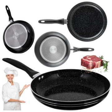 Patelnia ALUMINIOWA 20cm POWŁOKA MARMUROWA NON-STICK GAZ INDUKCJA ZMYWARKA