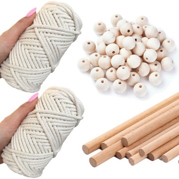 ZESTAW DO MAKRAMY DLA POCZĄTKUJĄCYCH DO NAUKI DIY SZNUREK PLECIONY 5mm