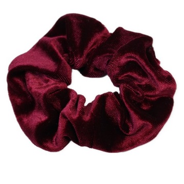 Gumka do włosów WELUROWA scrunchies BORDOWA DUŻA modna frotka WYGODNA