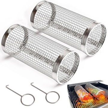 Rolowany Kosz do Grillowania Warzyw Mięsa Frytek Rolka na Gril 20x9cm 2szt