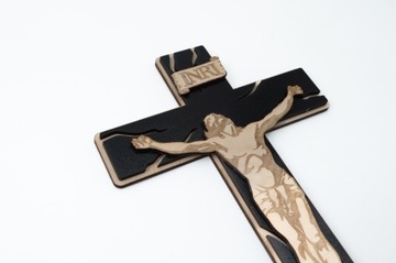 KRZYŻ DREWNIANY na ścianę dewocjonalia, krucy 20cm sklejka drewno