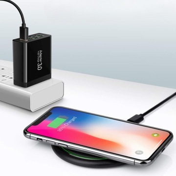 БЫСТРОЕ СЕТЕВОЕ ЗАРЯДНОЕ УСТРОЙСТВО QC 3.0, 4 порта USB + кабель