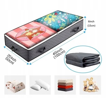 Большой ящик-органайзер для одежды, постельного белья, сумки, одеяла XL, прочный под кровать.