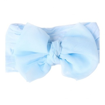 Детская повязка на голову с бантиком - синяя, широкая.