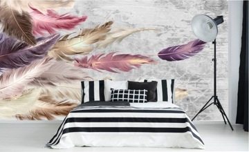 ФОТО ОБОИ ПЕРО ЦВЕТ ПАЛЬМОВЫЕ ЛИСТЬЯ ГРАФИКА