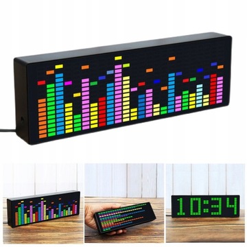 ELEKTRONICZNY ZEGAR LED RGB MIGAJĄCY W RYTM MUZYKI