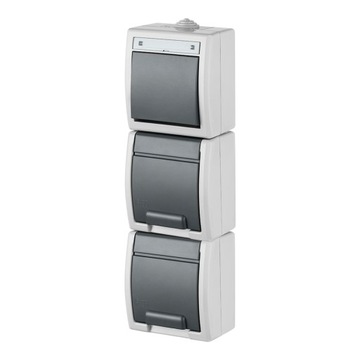 Łącznik schodowy + gniazdo podwójne IP55 AQUANT szary 1262-10 ELEKTRO-PLAST