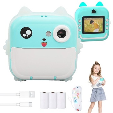 MINI DRUKARKA TERMICZNA BT USB 1080P 200 DPI 2,4'' POMOCY W NAUCE + 3 ROLKI