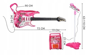 ЭЛЕКТРОГИТАРА для детей МИКРОФОН НА СТОЙКЕ УСИЛИТЕЛЬ инструмент