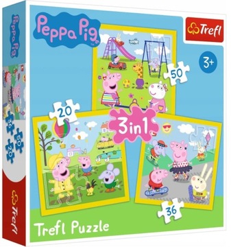 TREFL Puzzle 3w1 WESOŁY DZIEŃ PEPPY 34849