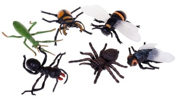 INSEKTY OWADY DUŻY ZESTAW 6 SZT. MODLISZKA PAJĄK MUCHA