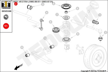 ВТУЛКА ПОДВЕСКИ РУЛЕВОГО ШЕСТЕРНА (ЛЕВА) OPEL VECTRA 1995-09-01 - 2003-07-31