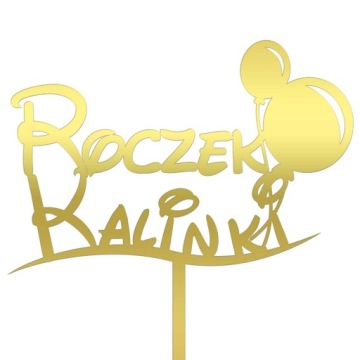 DEKORACJA NA TORT TOPPER NAPIS ROCZEK IMIĘ ZŁOTY