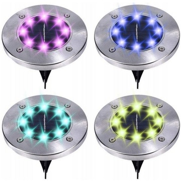 LAMPKA SOLARNA GRUNTOWA OGRODOWA RGB LAMPA NAJAZDOWA LAMPKI SOLARNE x 4 SZT