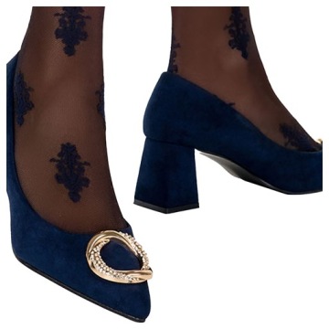 CZÓŁENKA Z MODNĄ OZDOBĄ SZPIC OBCAS SŁUPEK NEW 40