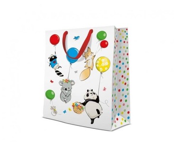 TORBA PREZENTOWA ANIMALS PARTY ZWIERZĘTA PARTY BALONY 30X41X12 CM