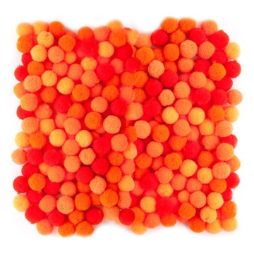 POMPONY KOLOROWE 1cm MIX POMARAŃCZOWE 120 szt