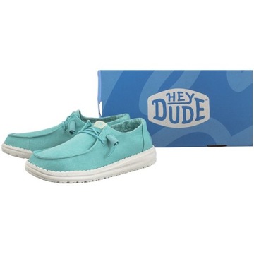 Buty Półbuty Damskie Hey Dude Wendy Canvas Turquoise 40902 Niebieskie