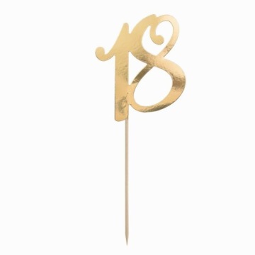 Великий топпер на торт цифри ”18” день народження золотий 20,5 см