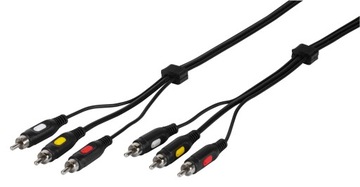 Kabel Przewód 3xRCA <> 3xRCA Cinch 2m Jakość Vivanco Audio Video Czarny AV