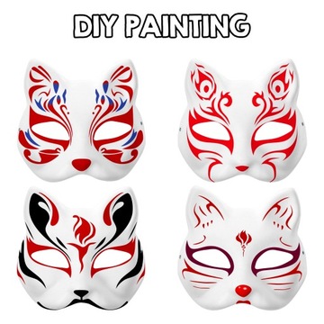 ПУСТАЯ МАСКА КОШКИ БЕЛАЯ БУМАГА МАСКИ CRAFT FACE COSPLAY FACE 5 ШТ.