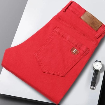 Classic Style Men's Red Yellow Pink Jeans Fashion