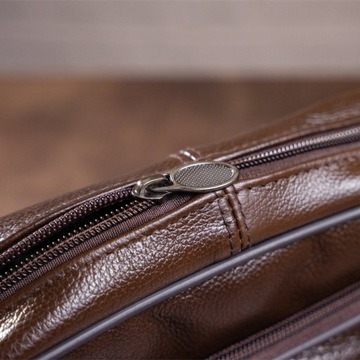 Skórzana męska torba typu poziomego brązowym