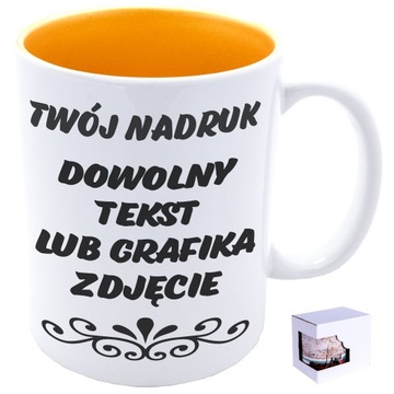 Kubek z nadrukiem złoty śr. dowolny własny tekst