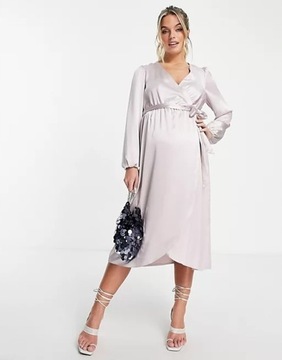 RIVER ISLAND MATERNITY SATYNOWA SUKIENKA MIDI M