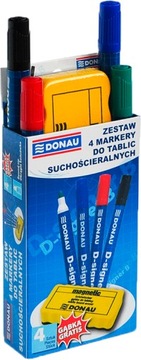 Zestaw 4 markery + gąbka magnetyczna DONAU TABLICA