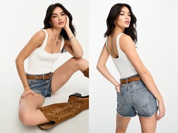 Bershka Białe body z kwadratowym dekoltem XS