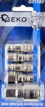 Набор пневматических быстроразъёмных соединителей из 5 предметов. ГЕКО G01580