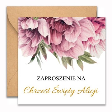 ZAPROSZENIA NA CHRZEST IMIĘ KOPERTA KWIATY 052