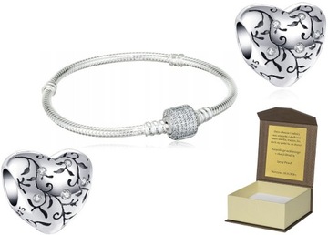 Bransoletka srebrna 20 cm CHARMS + GRATIS B116
