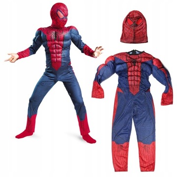 STRÓJ KOSTIUM PRZEBRANIE SPIDERMAN MASKA BAL KARNAWAŁ MIĘŚNIE R.M 122/128
