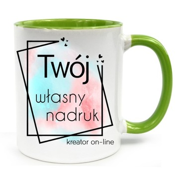 FOTO KUBEK Z NADRUKIEM ZDJĘCIEM LOGO ZIELONY KUBKI